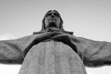 The statue of Jesus at the Sanctuary of Christ the King, outside of Lisbon.